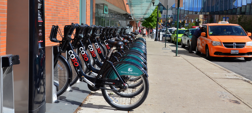 CoGo Bicycle Stand in Downtown Columbus by Susan Montgomery on Shutterstock