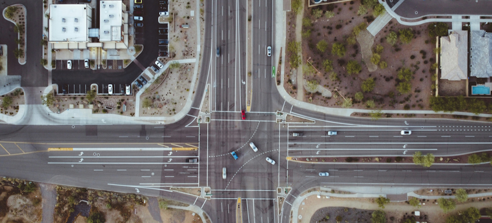 Aerial street view in North Valley, Phoenix