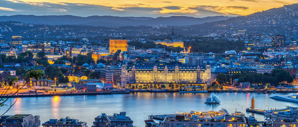City view of Oslo at night