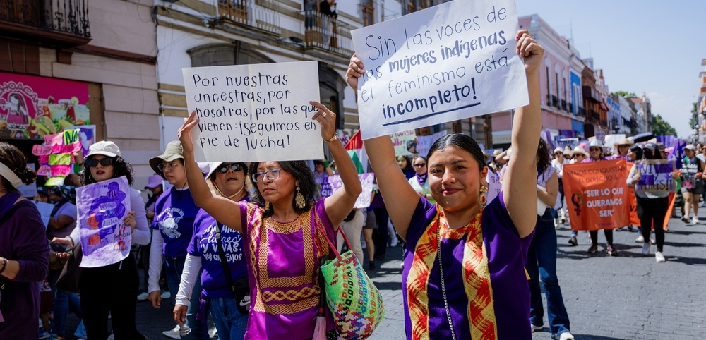 Indigenous women protesting in Mexico
