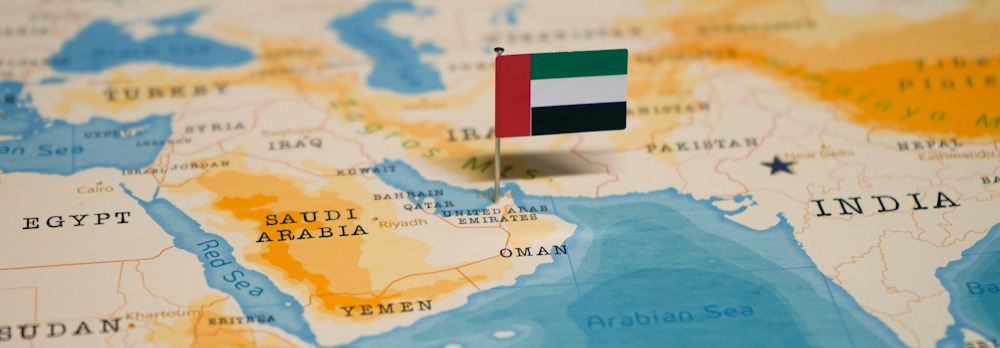 Map with UAE flag