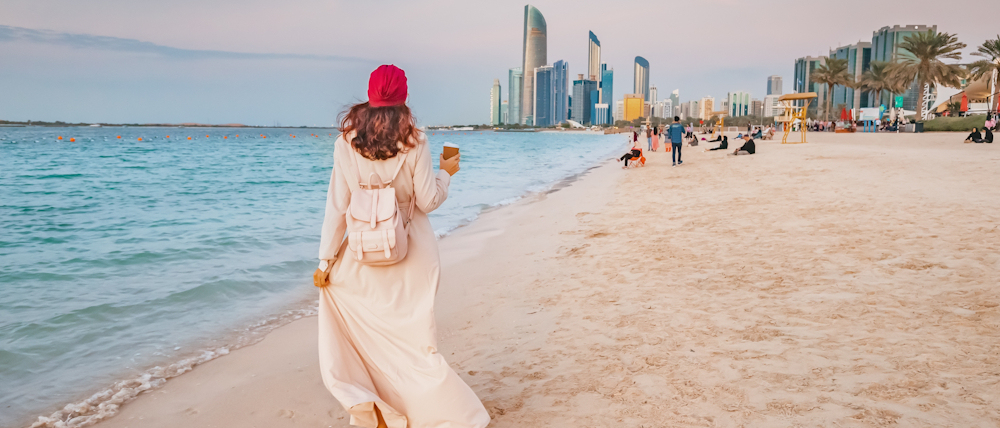 Woman on a beach in Abu Dhabi